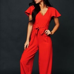 Special occasion wide leg red jumpsuit small